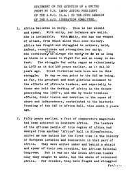 Statement on the question of a united front to the 20th session of the O.A.U. Liberation Committee
