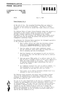NUSAS Press Release No. 5, 1967