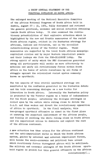 A brief general statement on the political situation in South Africa
