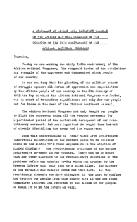 A statement on the occasion of the 65th Anniversary of the African National Congress
