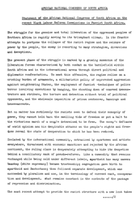 Statement of the African National Congress of South Africa on the recent Black Labour Reforms Commissions in fascist South Africa
