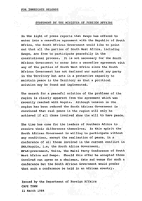 Statement by the Minister of Foreign Affairs