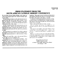 
Press statement from the South African Catholic Bishops' Conference
