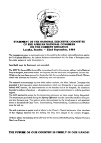 
Statement of the National Executive Committee of the African National Congress on the current situation
