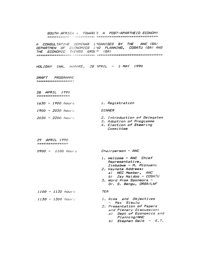 
South Africa - towards a post-apartheid economy: a Consultative Seminar, Holiday Inn, Harare, 28 April - 1 May 1990
