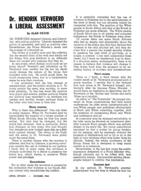 Dr. Hendrik Verwoerd: A Liberal Assessment