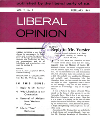 Reply to Mr Vorster