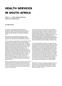 Health Services in South Africa