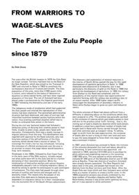 
From Warriors to Wage Slaves: The Fate of the Zulu People Since 1879
