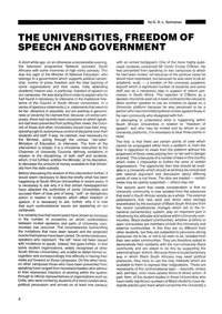 
The Universities, Freedom of Speech and Government
