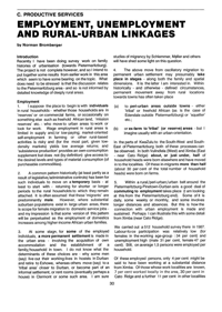 
Productive Services: Employment, Unemployment and Rural-Urban Linkages
