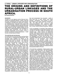 
Rural-Urban Linkages and Definitions of Rural-Urban Linkages and the Urbanisation Process in South Africa
