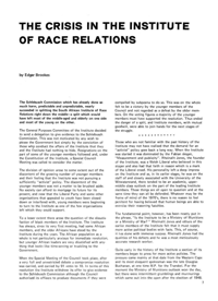 
The Crisis in the Institute of Race Relations
