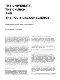 
The University, The Church and the Political Conscience
