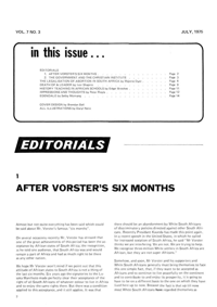 Editorial: After Vorsters Six Months