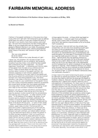 Fairbairn Memorial Address