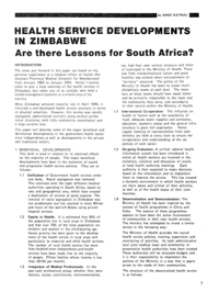 
Health Service Developments in Zimbabwe: Are there Lessons for South Africa?
