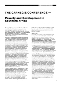 
The Carnegie Conference - Poverty and Development in Southern Africa
