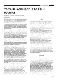 To Talk Language is to Talk politics