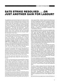 
SATS Strike Resolved...or Just Another Gain For Labour?
