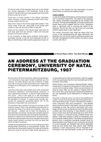 
An Address at the Graduation Ceremony, University of Natal Pietermaritzburg, 1987
