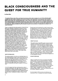 
Black Consciousness and the Quest for True Humanity
