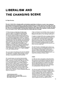 Liberalism and the Changing Scene