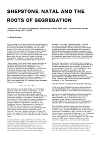 
Shepstone, Natal and the Roots of Segregation
