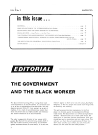 
Editorial: The Government and The Black Worker 
