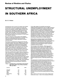 Structural Unemployment in Southern Africa