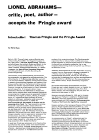 
Lionel Abrahams - critic, poet, author - Accepts the Pringle Award
