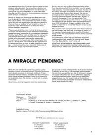 Editorial: A Miracle Pending?