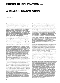Crisis in Education - A Black Mans View