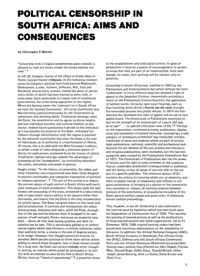 
Political Censorship in South Africa: Aims and Consequences
