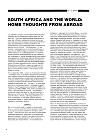 
South Africa and the World: Home Thoughts from Abroad
