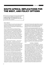 
South Africa: Implications for The West, and Policy Options
