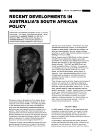 Recent Developments in Australias South Afri