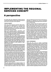 
Implementing the Regional Services Concept: A Perspective
