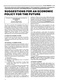 Suggestions for an Economic Policy for the Future 