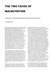 The Two faces of Malnutrition