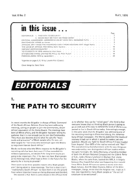 Editorial: The Path to Security