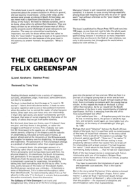 The Celibacy of Felix Greenspan 
