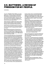 Z. K. Matthews: A Review of Freedom for My People