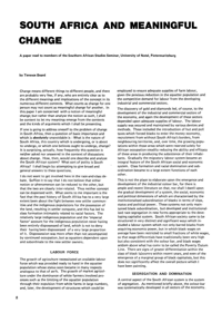 South Africa and Meaningful Change