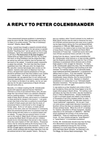 A Reply to Peter Colenbrander