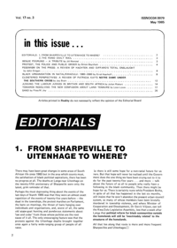 
Editorial: From Sharpeville to Uitenhage to Where?
