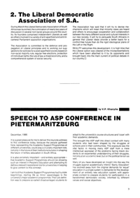 Speech to ASP Conference In Pietermaritzburg