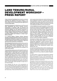 
Land Tenure/Rural Development Workshop - Press Report
