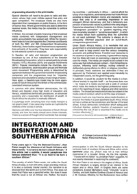 
Integration and Disintegration in Southern Africa
