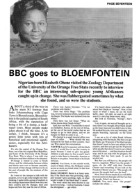 BBC Goes to Bloemfontein